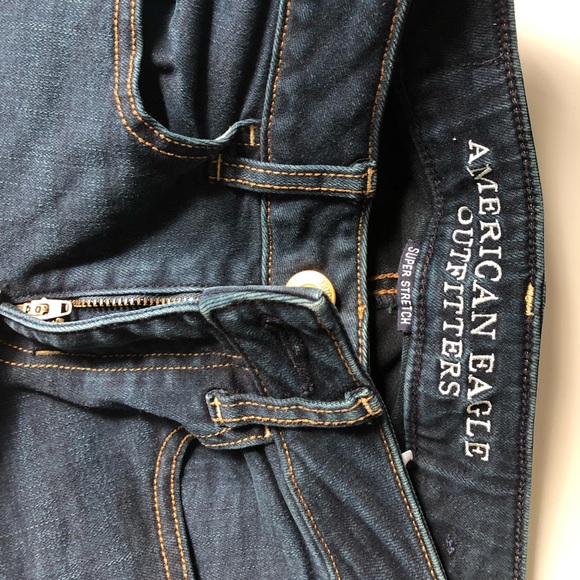 Dark + light blue Skinny American Eagle Jeans - Picture 3 of 5